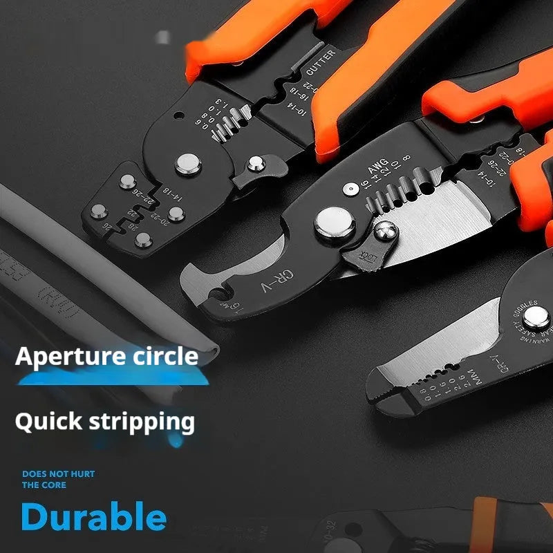 Automatic wire stripping pliers for electrical work with high carbon steel blades