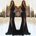 Long red ladies evening dress with high waist and large swing skirt