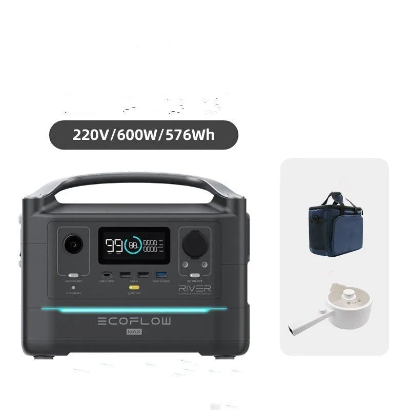 RIVER Pro 720Wh large capacity portable power station with multiple output ports on front panel.