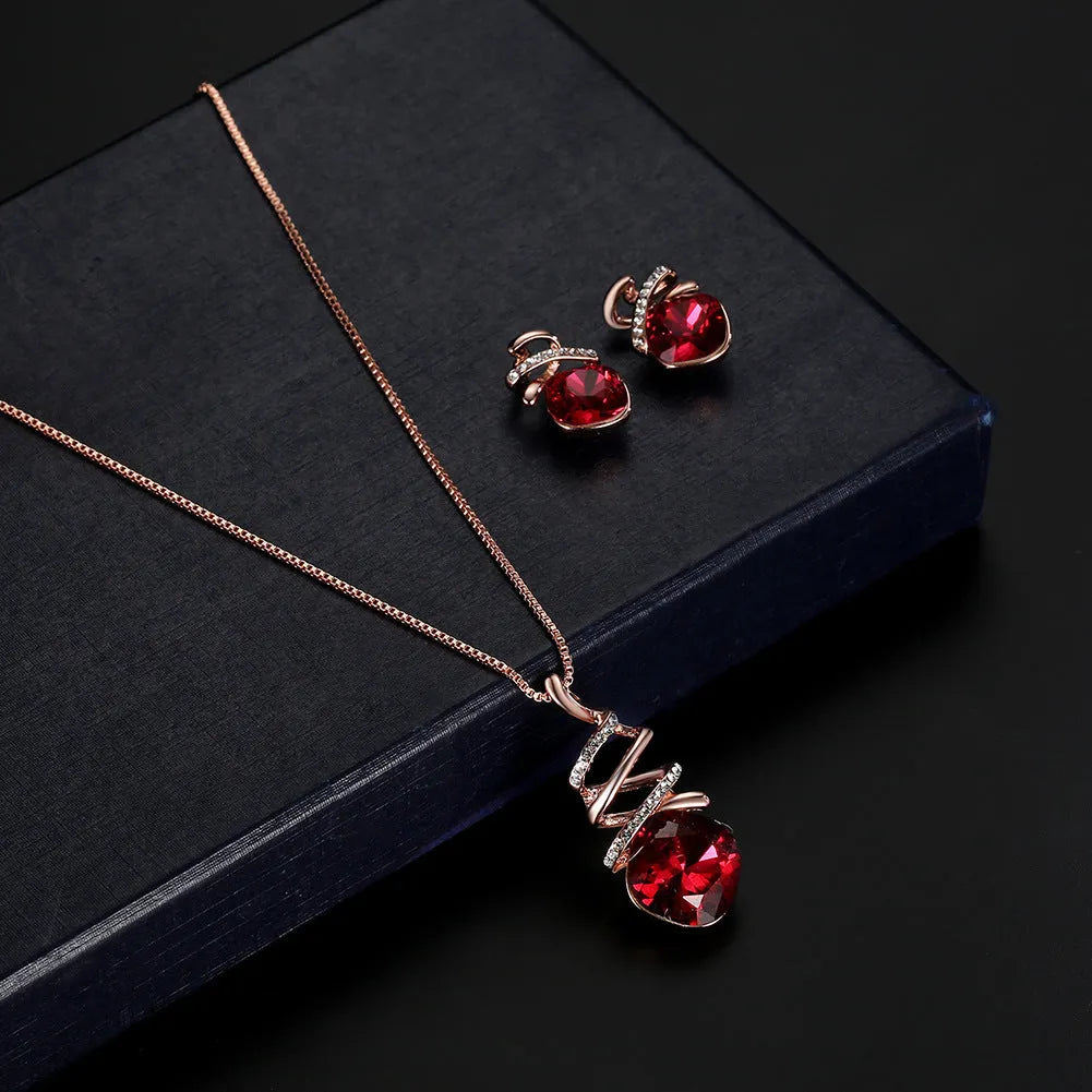 Women's alloy bridal jewellery set with adjustable necklace and matching earrings.