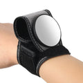 Black wrist-mounted bicycle rear-view mirror with adjustable arm for cycling safety