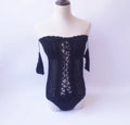 Women's off-shoulder one-piece swimsuit in five colour options with European and American sizing