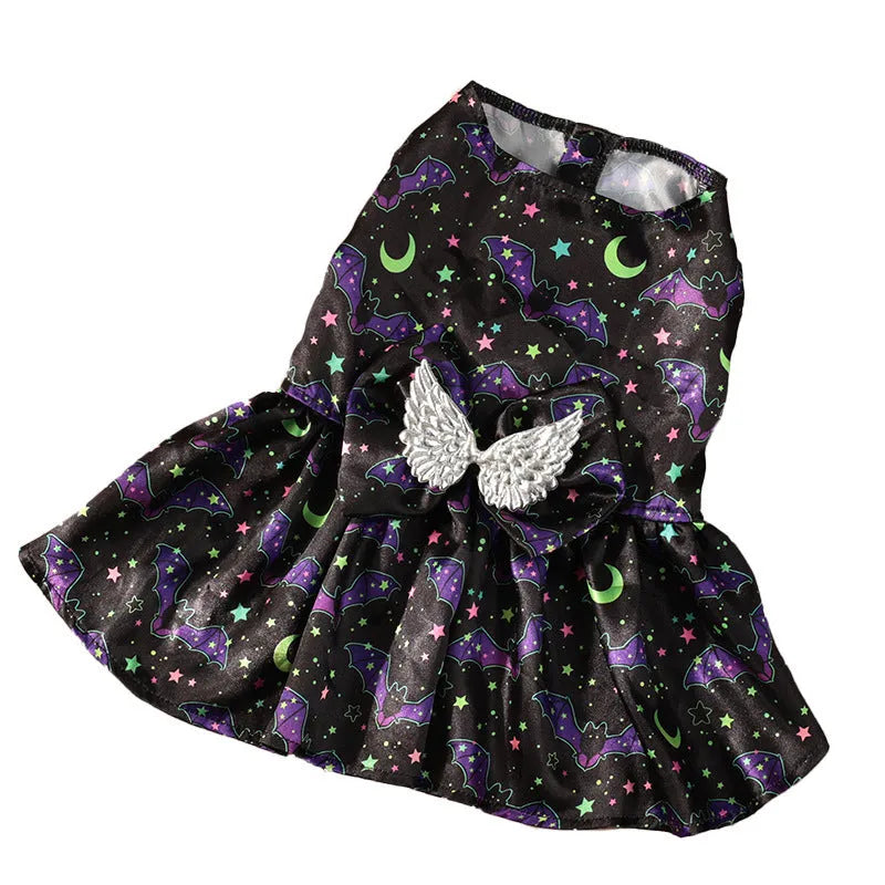 Angel wings Halloween costume for dogs in bright pumpkin or bat designs