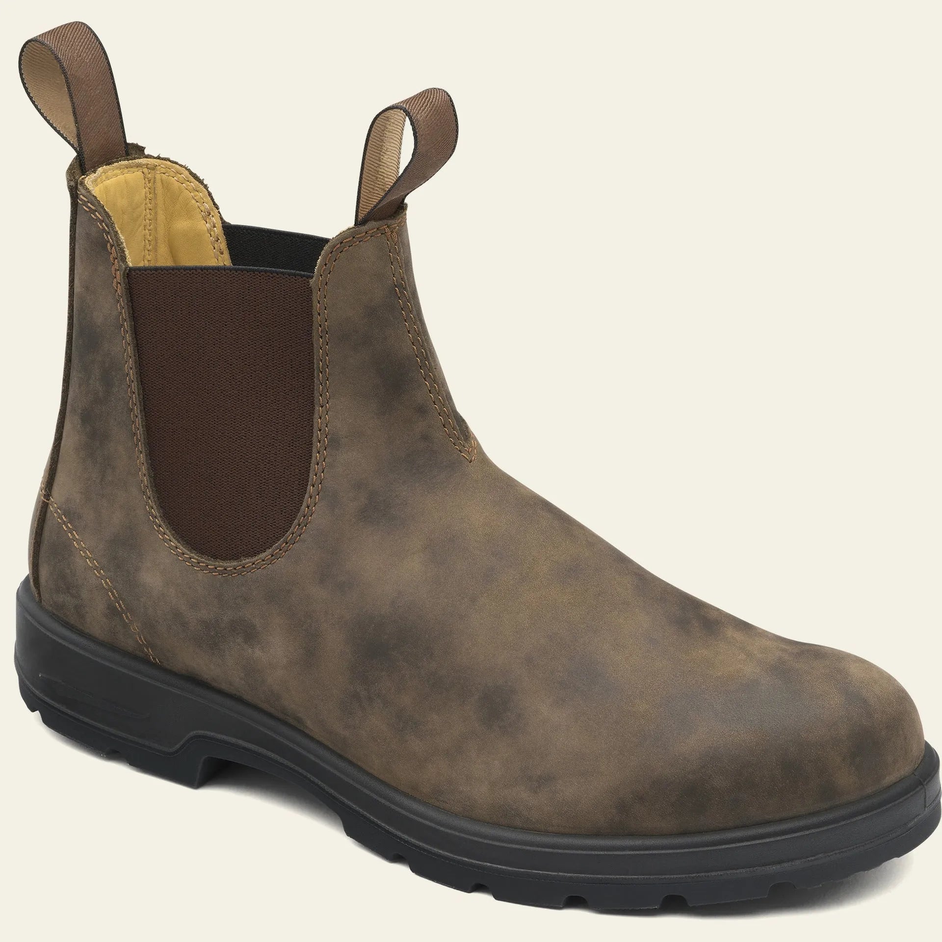 Vintage Chelsea boots artificial PU leather ankle boots with low heel and round toe in black brown grey colours