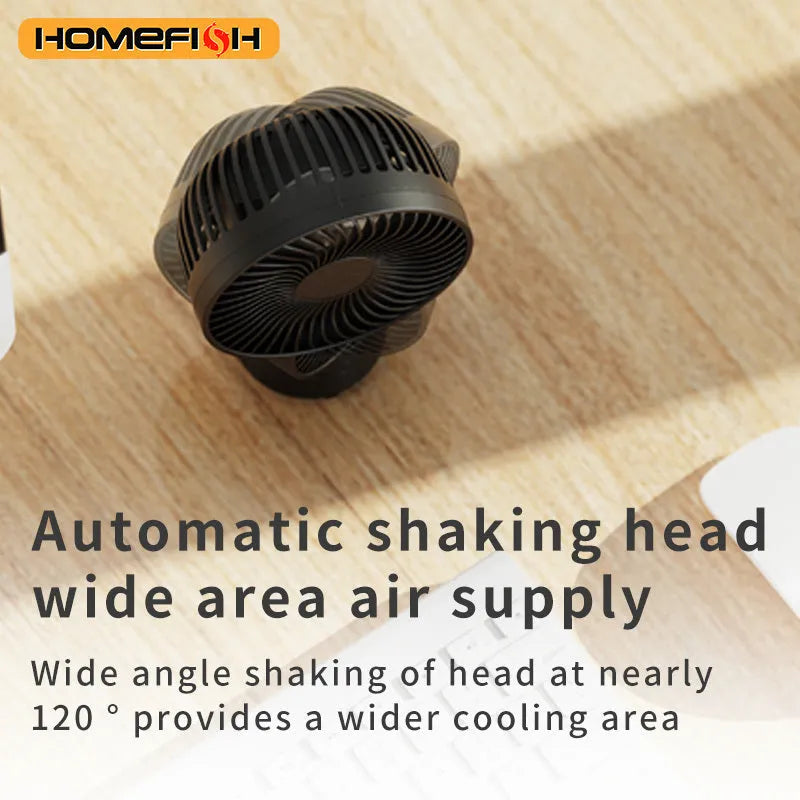HOMEFISH F2 automatic shaking portable fan with LED light on removable bracket