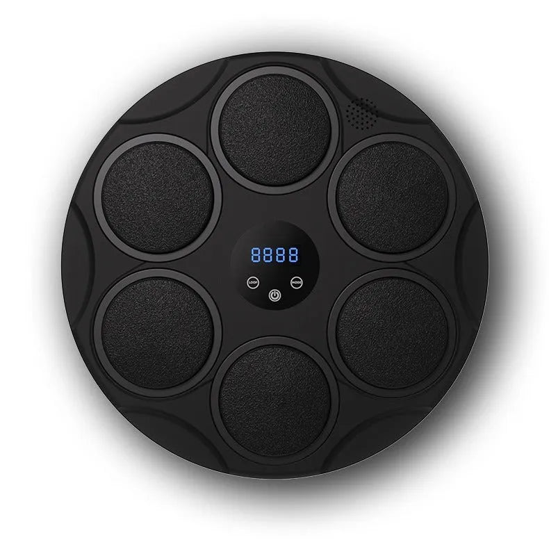 Smart Bluetooth boxing target with coloured LED lights hanging on wall for fitness training