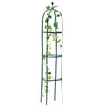 Dark green wrought iron plant climbing frame with lattice design measuring 188cm tall