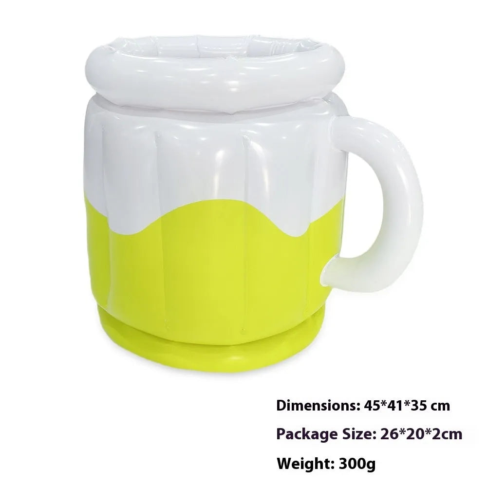 Yellow inflatable PVC ice bucket for beer steins at outdoor parties and events