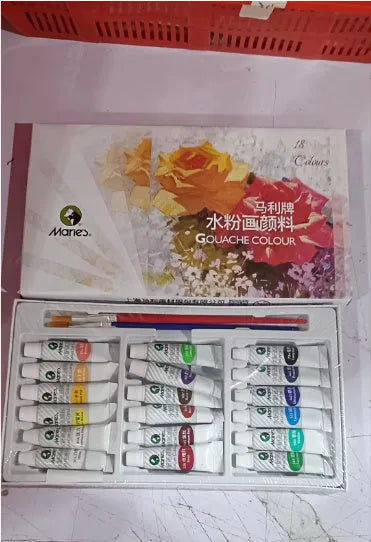 Marley gouache paint set showing 12ml tubes in 12, 18, or 24 colour options