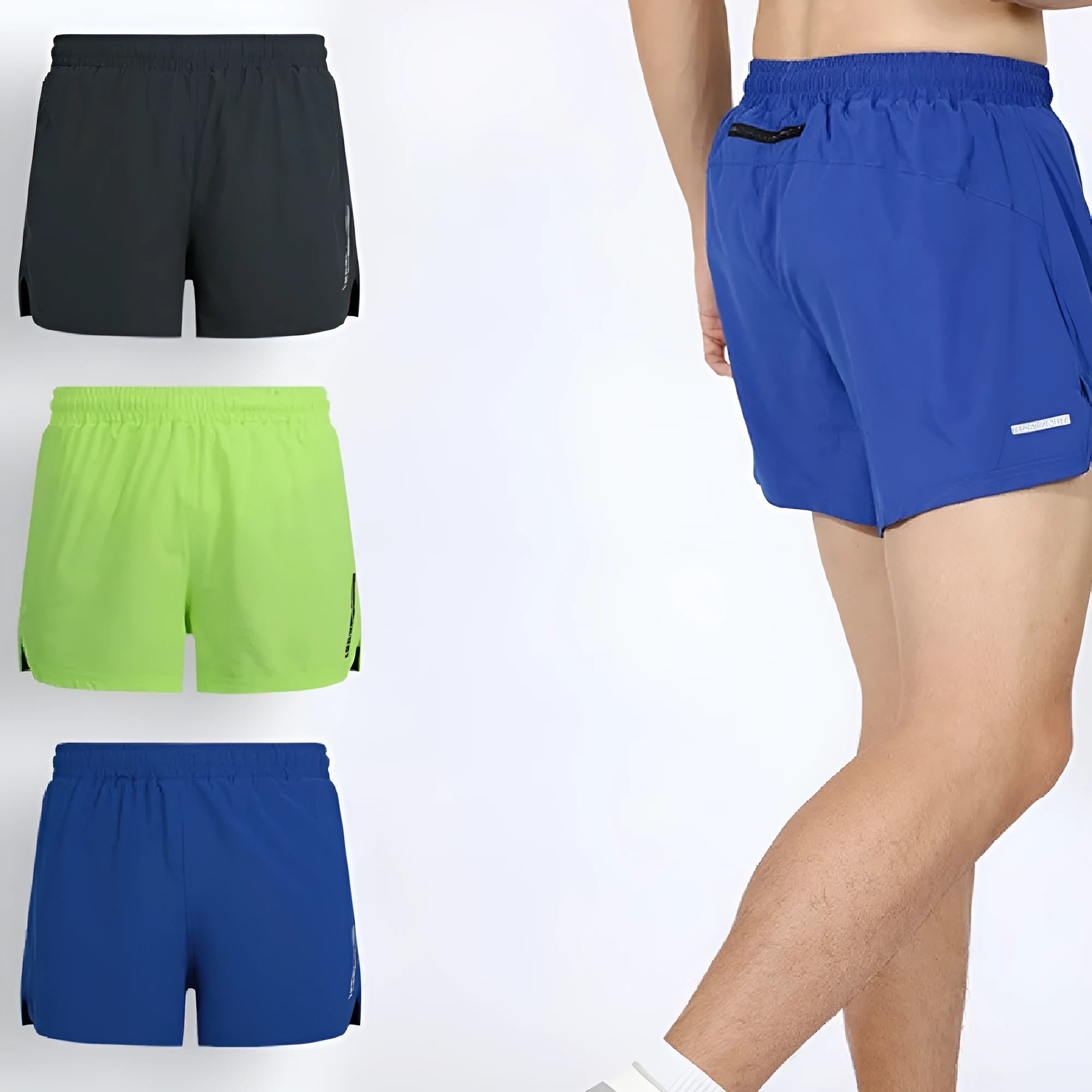 Men's quick-dry polyester running shorts in four colour options