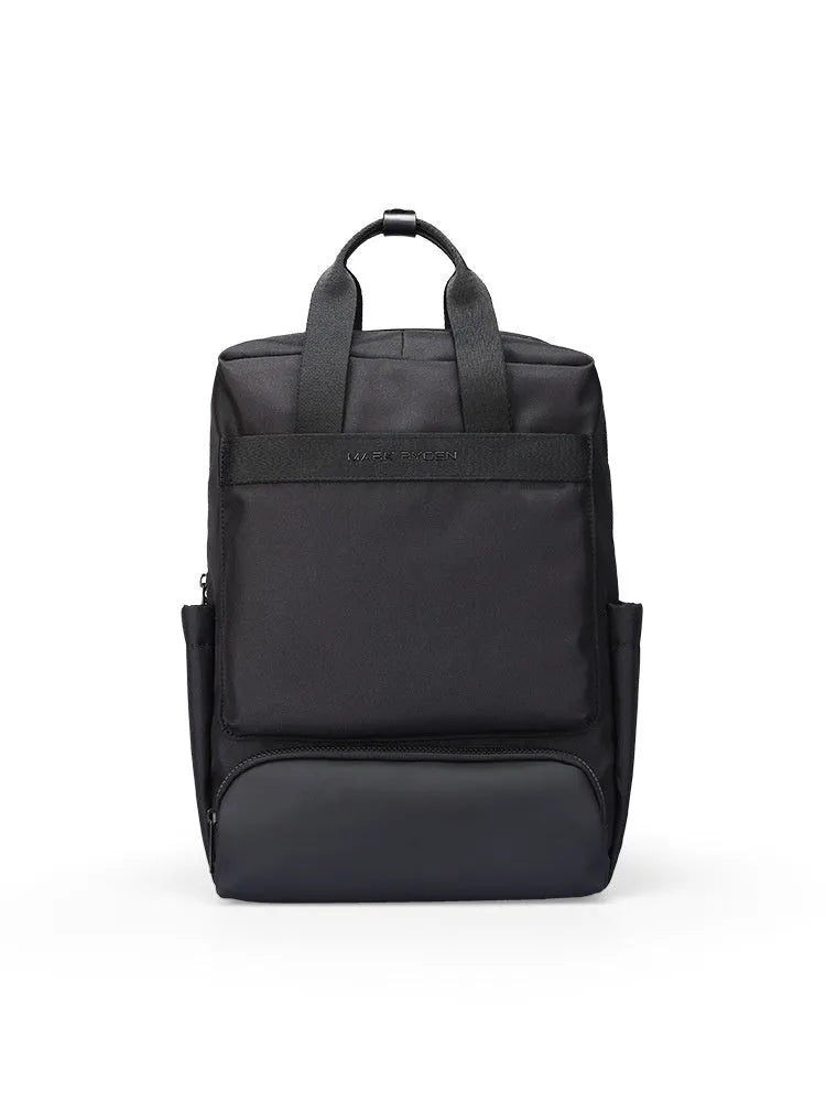 Elegant black Oxford cloth computer backpack with 20-35 litre capacity and polyester lining