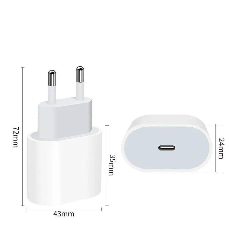 PD20W mobile phone charger with USB port for American and European voltage standards