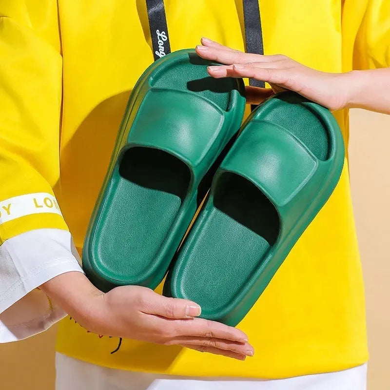 EVA flip-flop style slippers with a thick sole, shown in one of seven available colours.