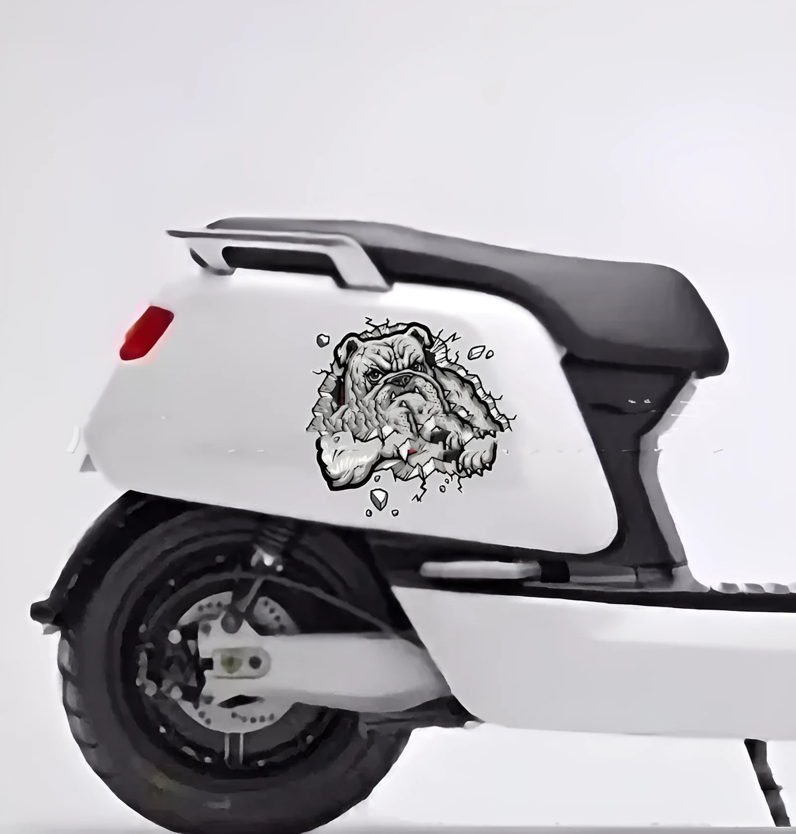 Grey dog pattern motorcycle decorative bumper sticker measuring 17 by 17 centimetres