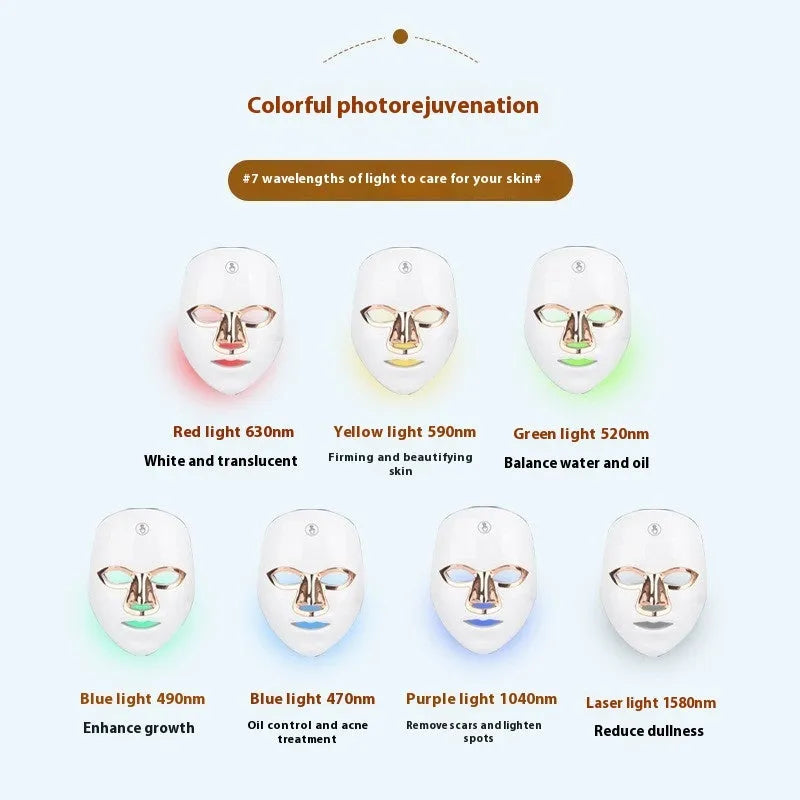 Rechargeable manual touch LED beauty mask in white, black and rose gold rim colour options