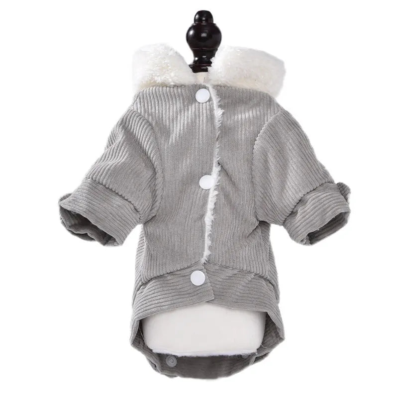 Lambswool grey dog vest with fleece lining for autumn and winter warmth