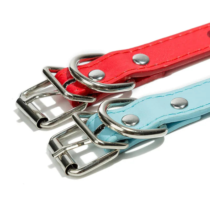 Studded dog collar with metal spikes on thickened PU leather in various colours