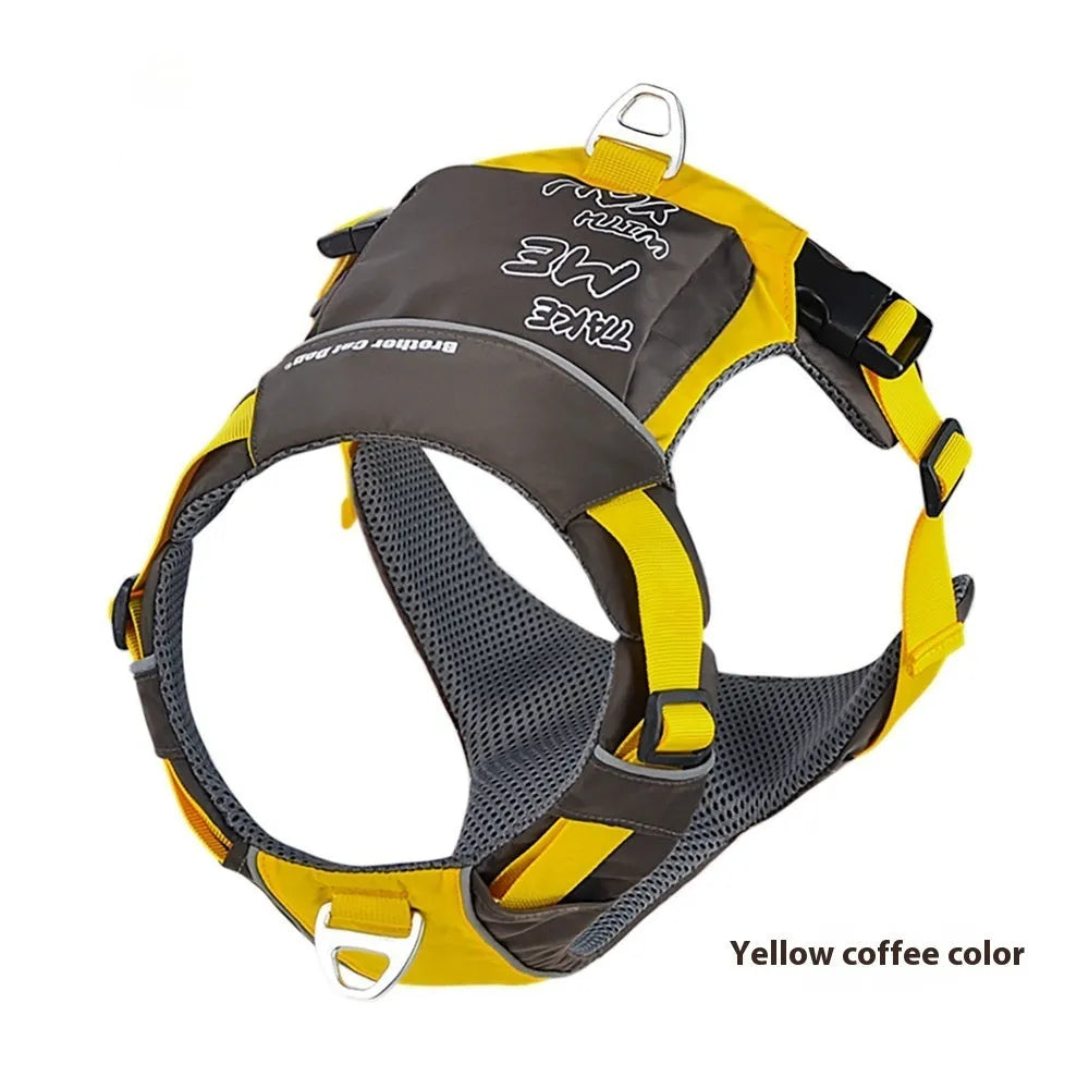 Orange blue and yellow brown nylon dog vest harness for chest strap control