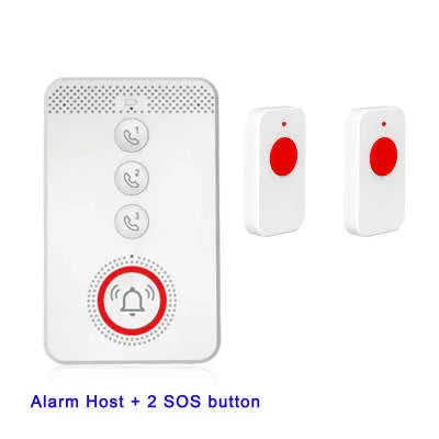 White elderly emergency alert device with buzzer and three emergency buttons for home safety