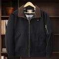 Men's plus size washed cotton baseball flight jacket in army green.