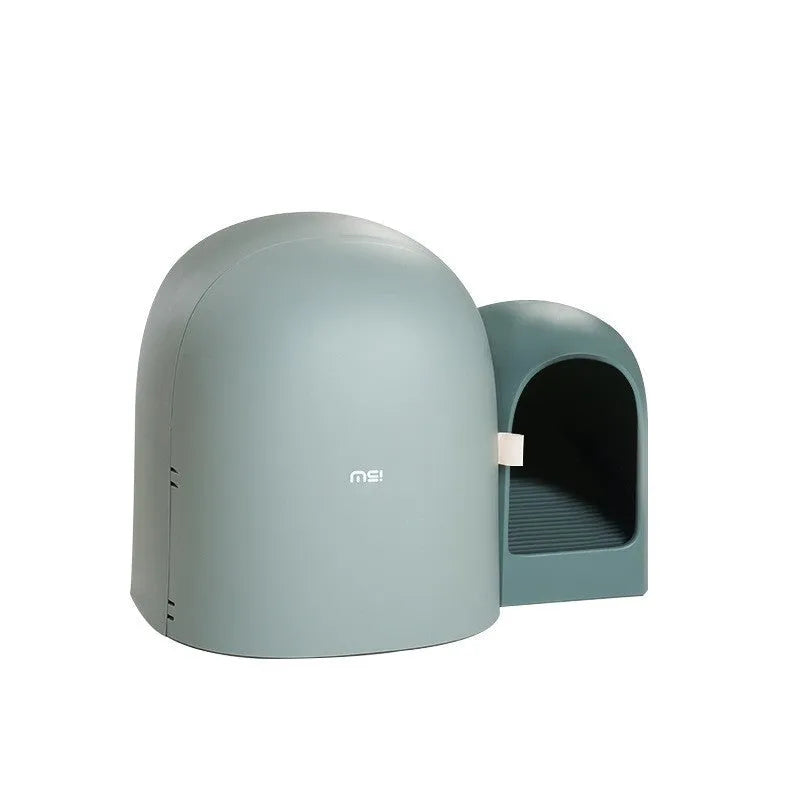 Fully enclosed oversize cat litter box in ABS plastic measuring 67.7cm wide by 49cm deep by 50cm high