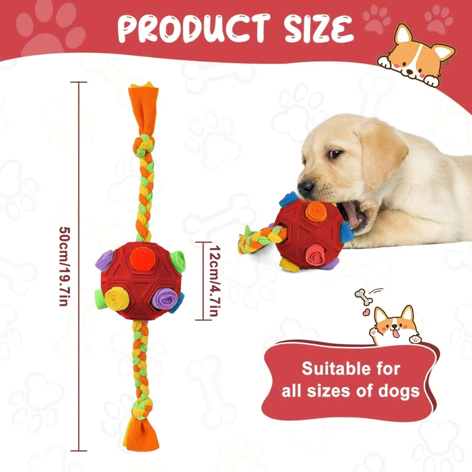 285g pet sniffing ball dog puzzle in multiple colours for bite-resistant IQ training