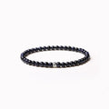 Unisex simple geometric agate bracelet with obsidian, blue san and black agate beads.