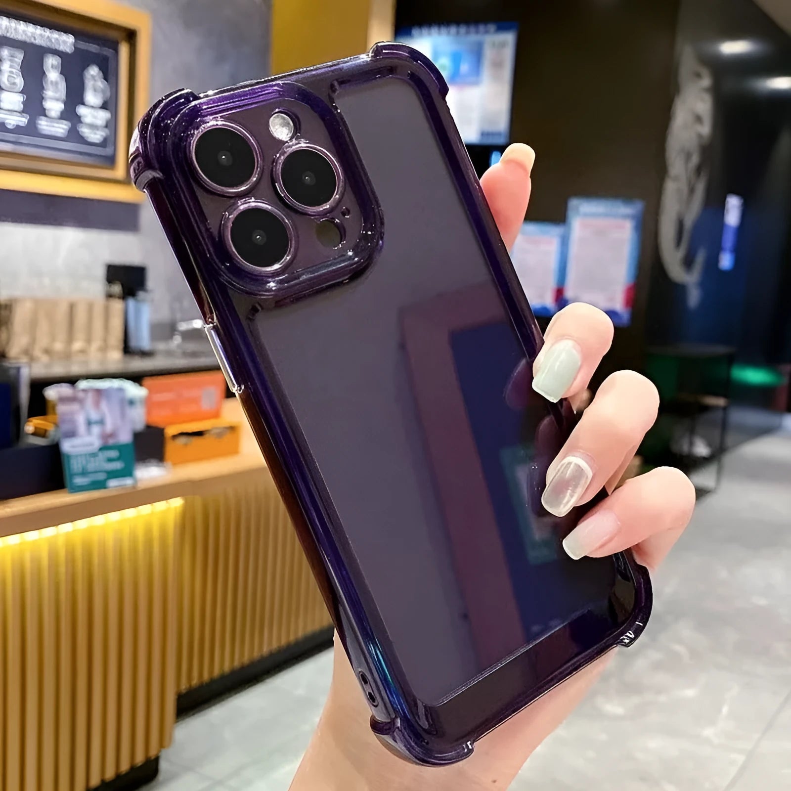 Transparent PC and acrylic TPU phone case with four shatterproof corners for iPhone