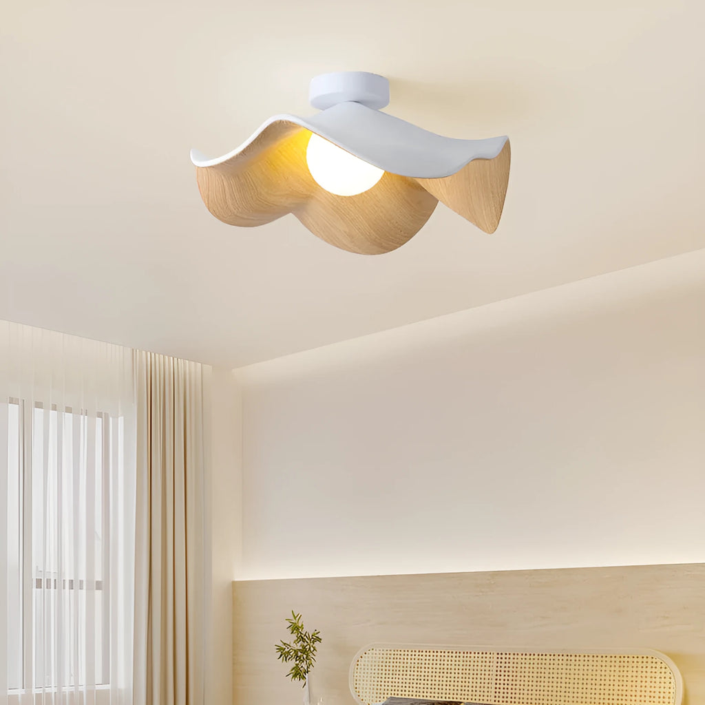 Modern minimalist walnut grain colour ceiling lamp with full spectrum eye protection light for bedroom or study