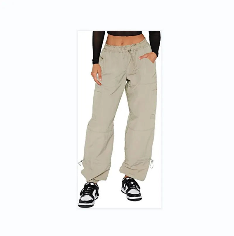 Straight-leg cargo casual trousers with multiple pockets in a neutral colour.