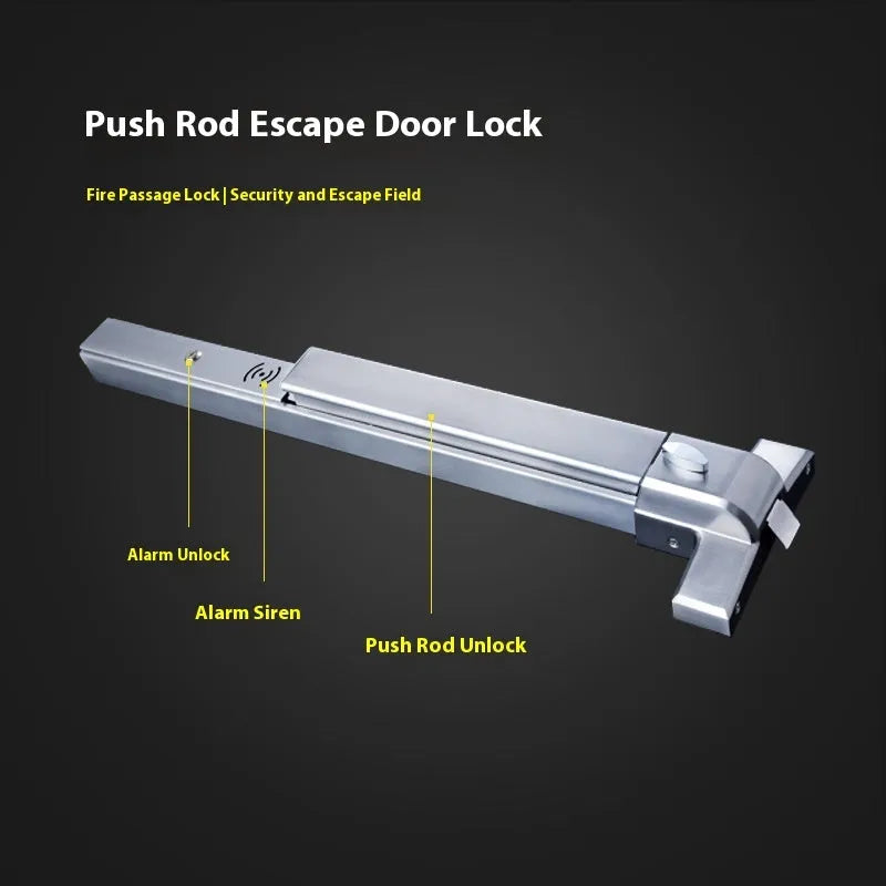 Stainless steel fire door push lock with external handle for 65cm baked paint single doors.