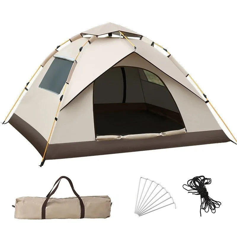 Silver pastebrushing pop-up tent quicksand gold coffee bottom two doors two windows 2–4 person outdoor shelter