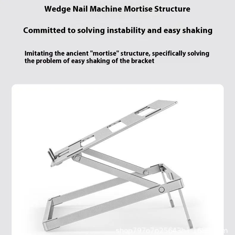 Aluminium alloy folding notebook cooling rack showing folded and unfolded positions