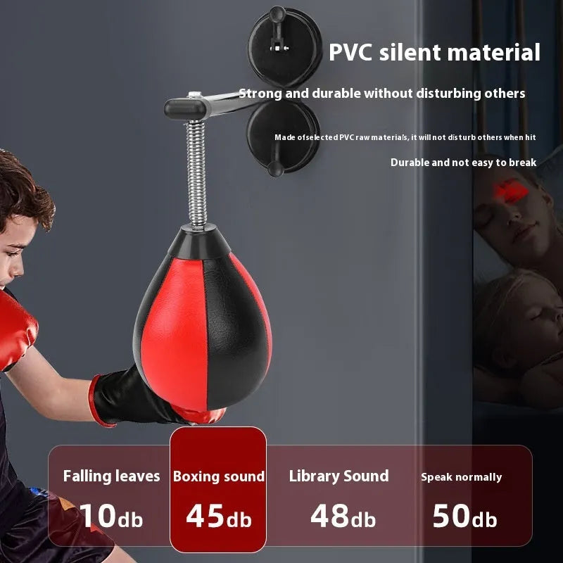 Pear-shaped inflatable boxing speed ball with double suction cup mounting system for home training