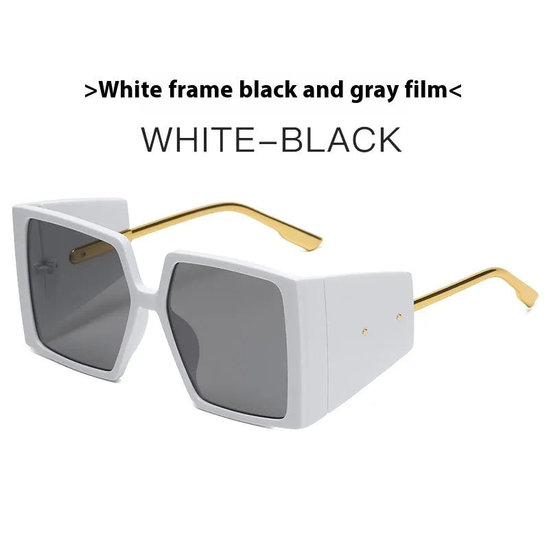 Large square frame sunglasses with plastic construction and UV protection in multiple colour options