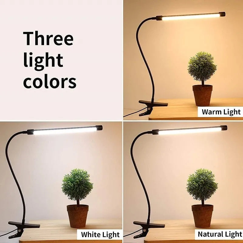 26cm black USB LED desk lamp with adjustable arm for study lighting