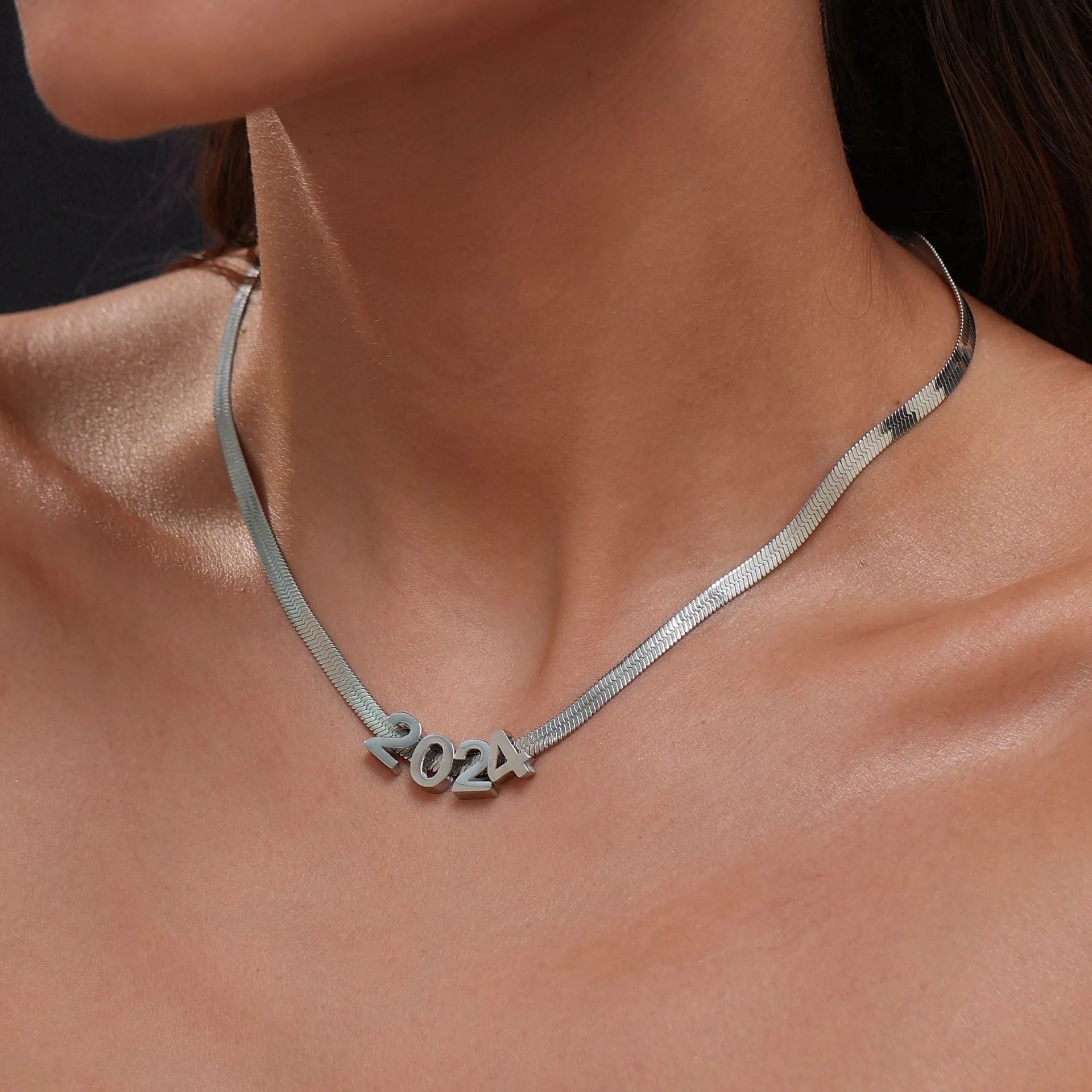 Gold electroplated titanium steel necklace with letter A charm on 40cm chain