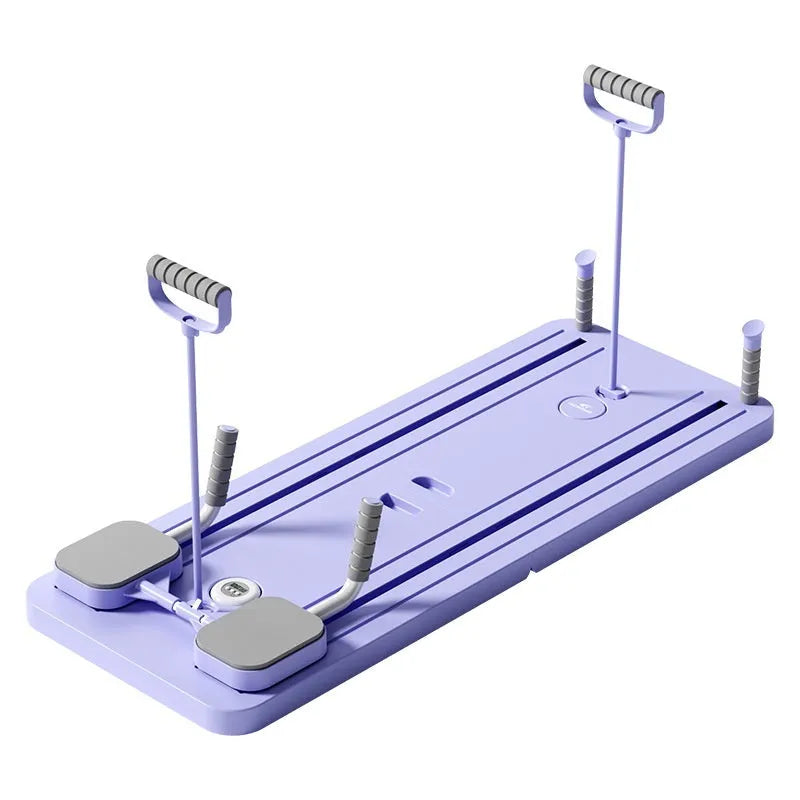 Standard purple fitness board with automatic rebound abdominal wheel mechanism for home workouts