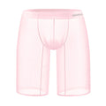 Men's black knitted nylon mesh home shorts on a hanger, showing seamless design.