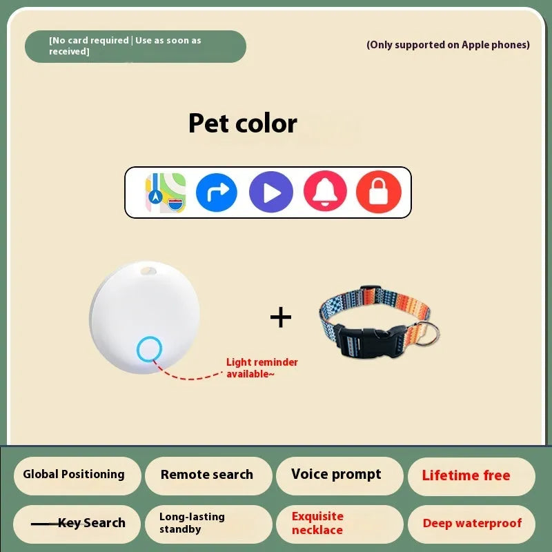 GPS pet locator device attached to a dog collar for tracking cats and dogs.