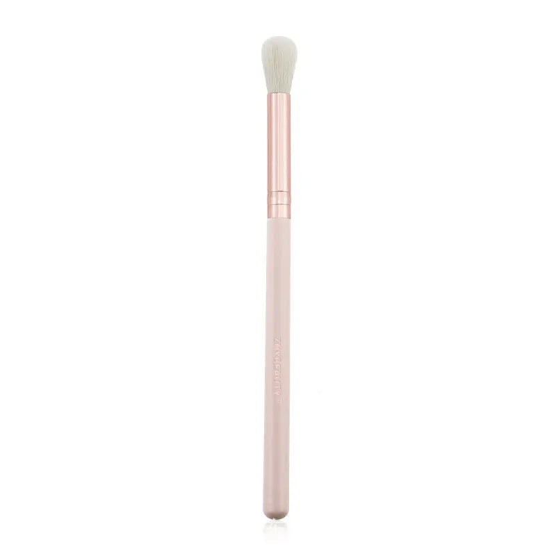 26 piece pink wooden handle makeup brush set in a PU travel bag