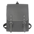 PU leather motorcycle-style buckle laptop backpack with geometric pattern in black, gray, and white, 20-35 litres capacity