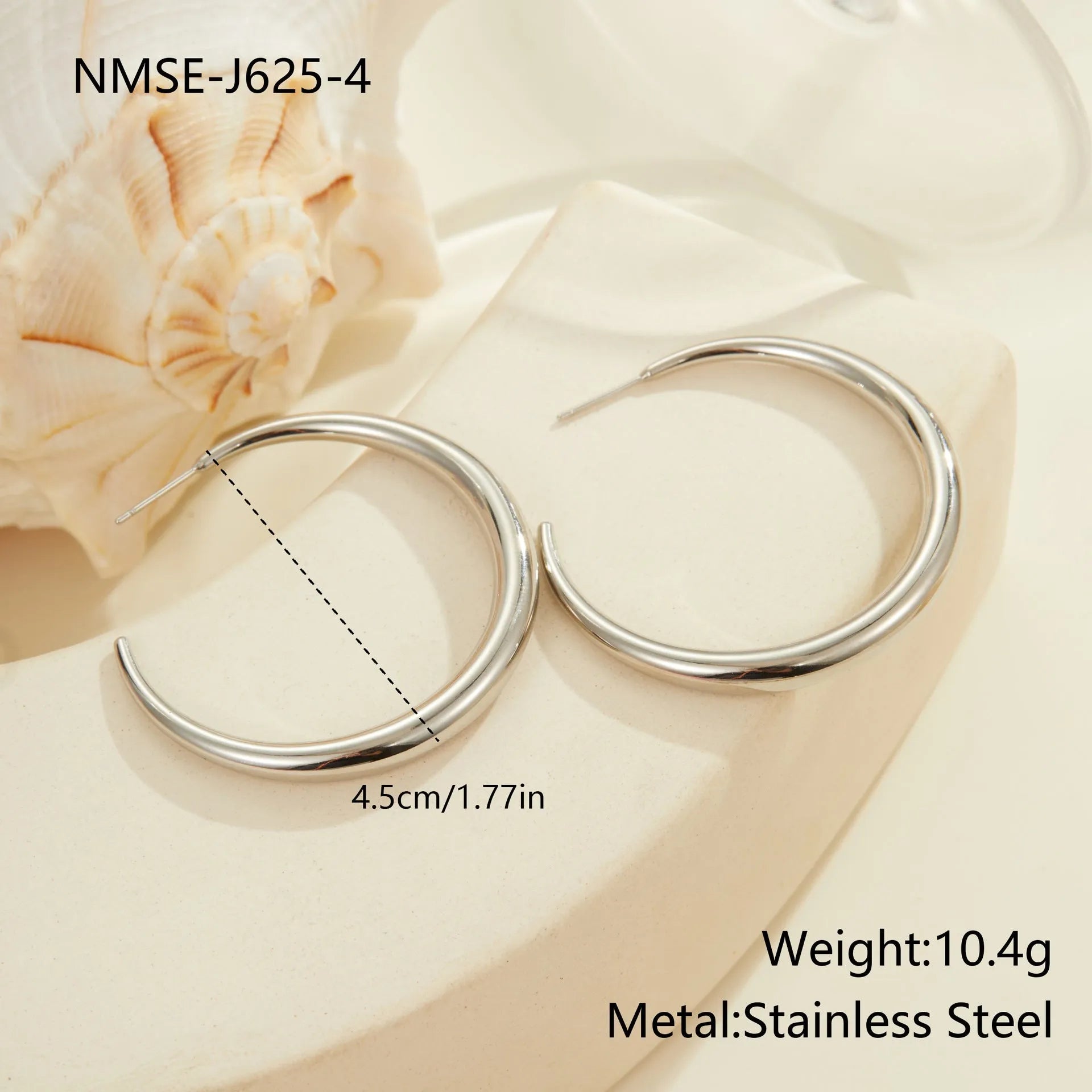 Titanium steel hoop earrings with geometric round design in gold and steel colour options