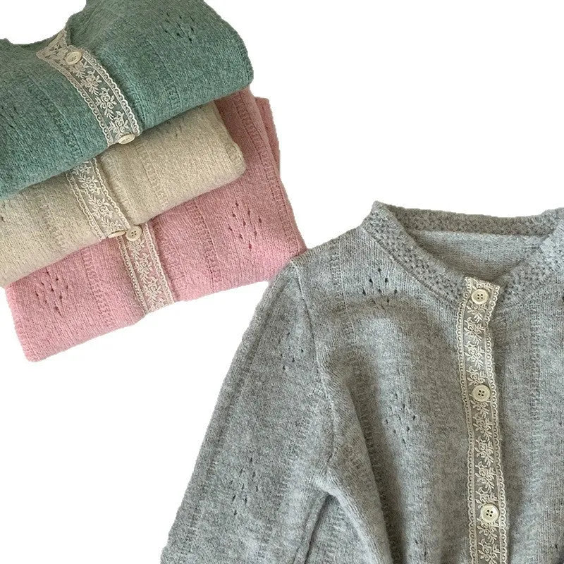 Korean retro style loose knitwear sweater coat in viscose fibre available in four colours