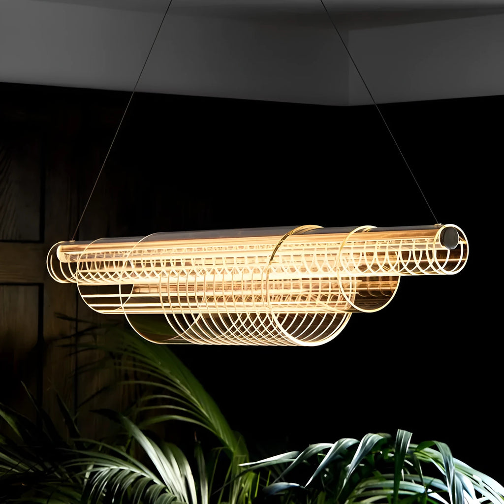 Modern glass pendant lamp with iron body in three lengths for restaurant bar lighting