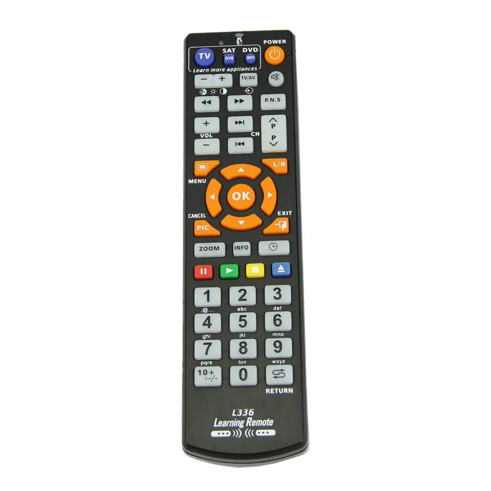 Black L336 universal learning remote control with full button layout