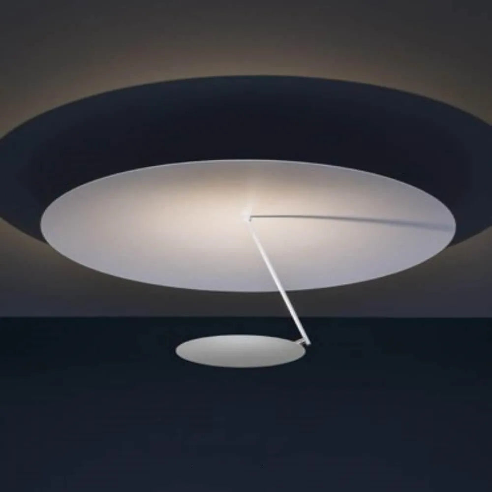Iron ceiling lamp with 50cm diameter and warm LED lighting in white or white gold finish
