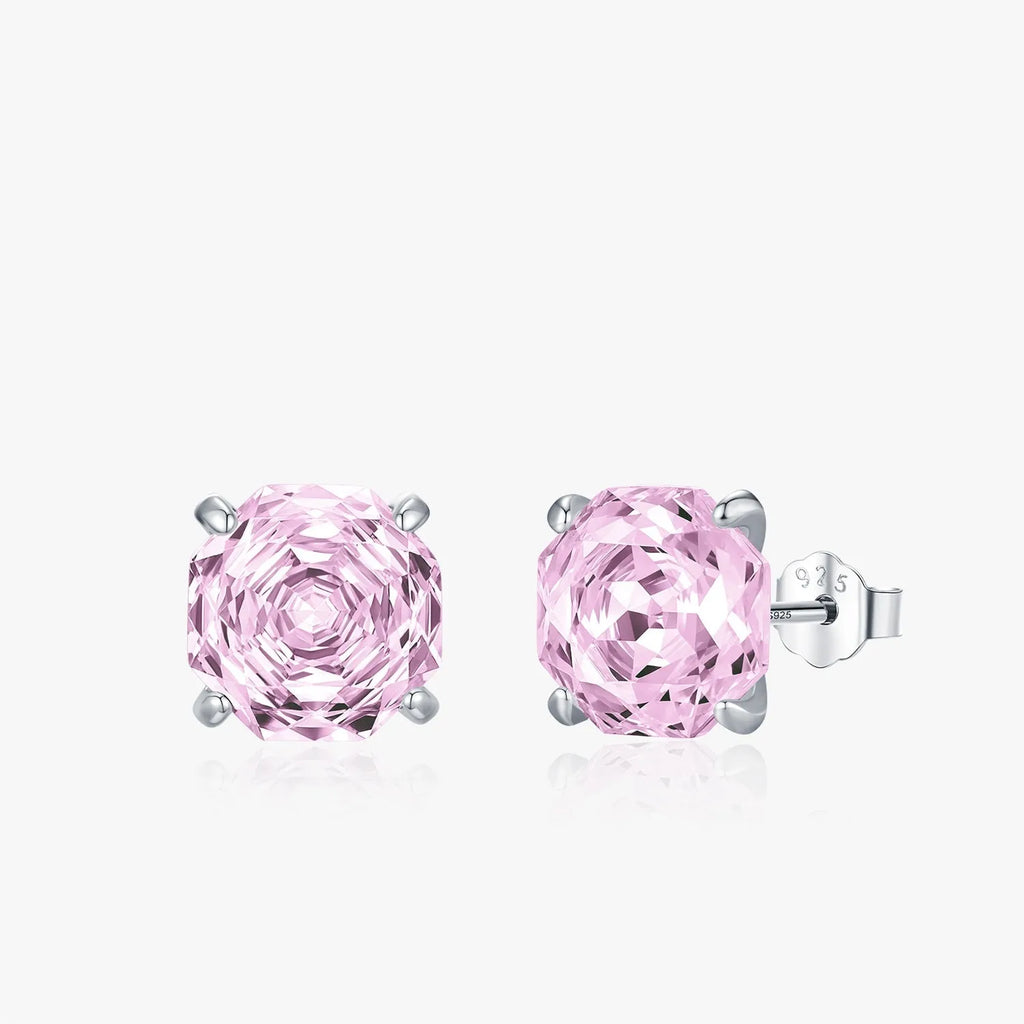 S925 sterling silver rose flower stud earrings in 6mm and 8mm sizes