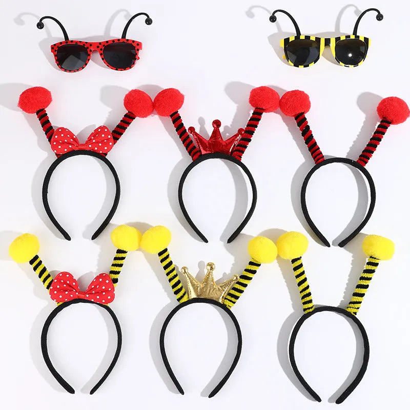 Yellow Bees children's cloth costume headband and glasses set for insect dress-up.