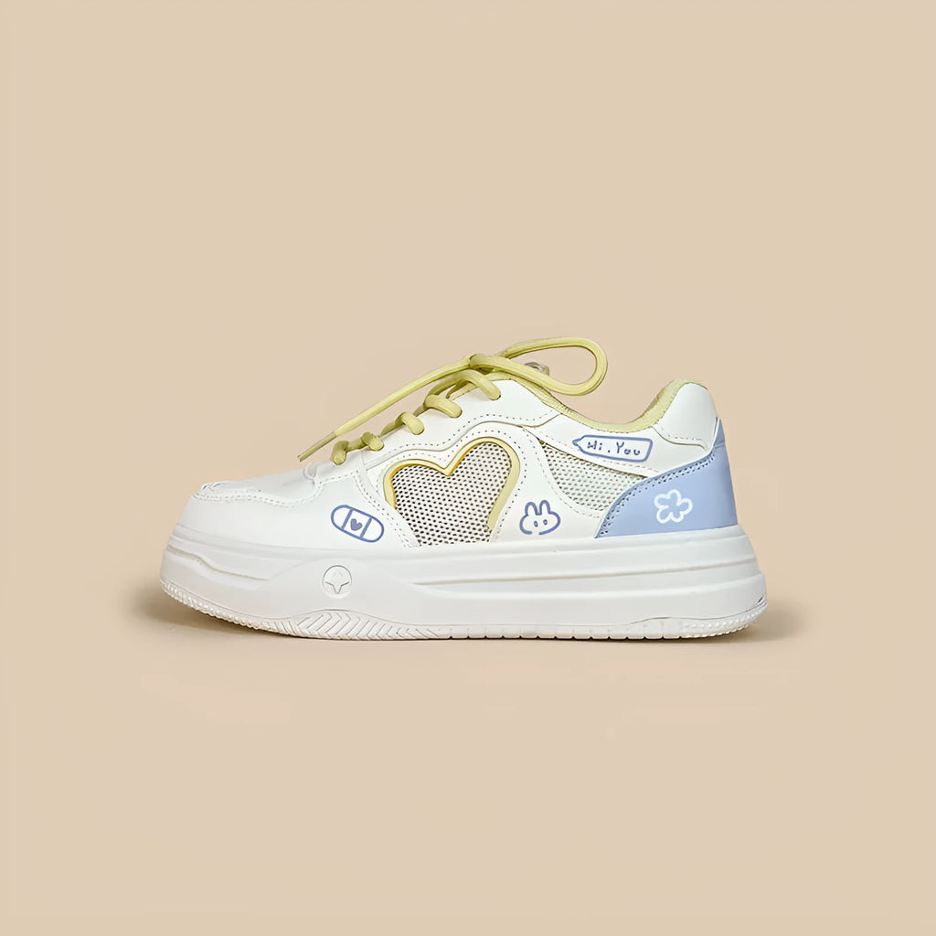 Meow Rabbit Sea Salt Cheese colour mesh sneakers with cross straps for children and youth